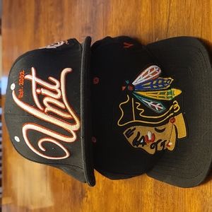 2 pack of snapback hats.